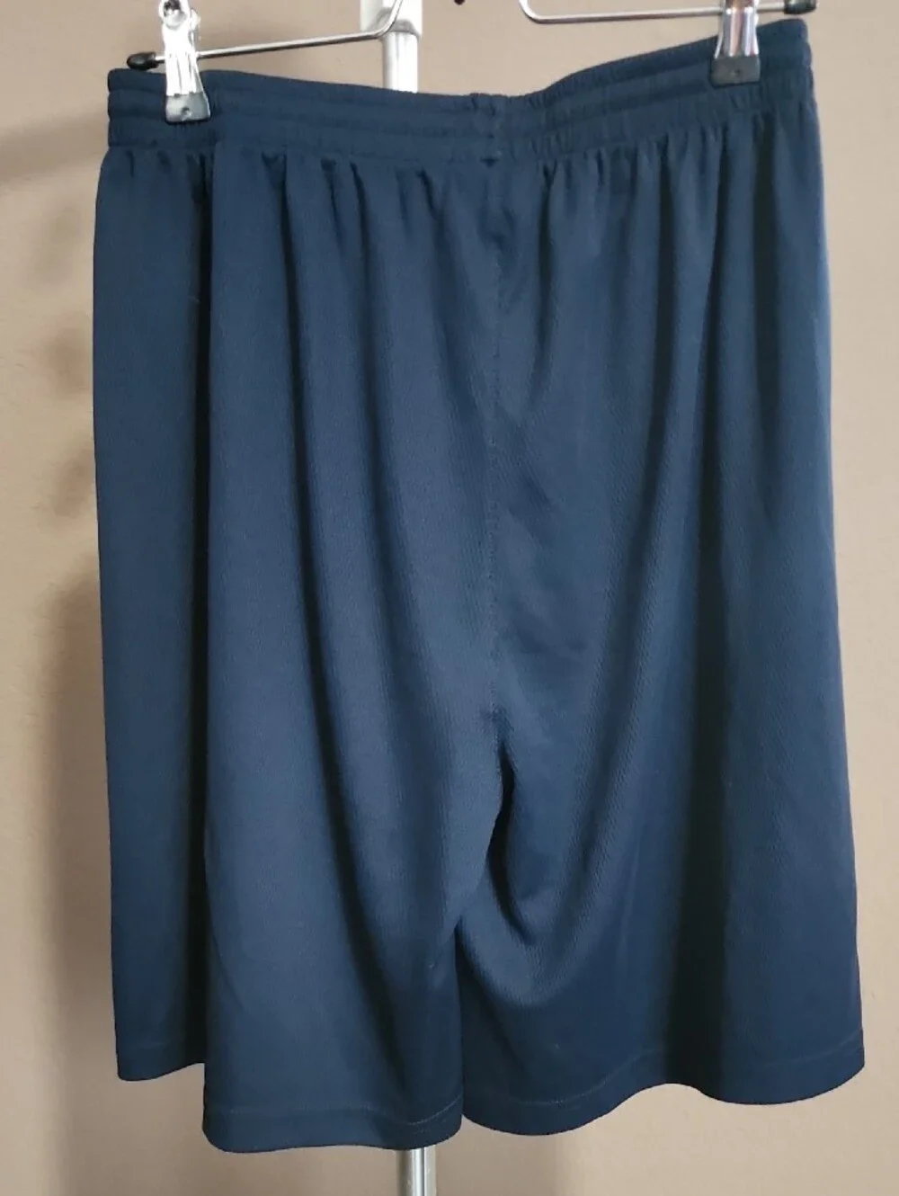 Men's Navy Athletic Shorts with Red 'Physical Education' Patch